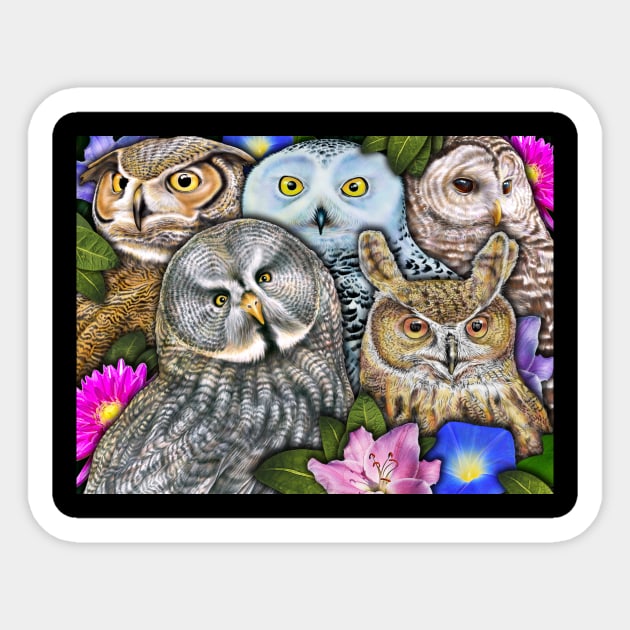 Owls Sticker by Tim Jeffs Art